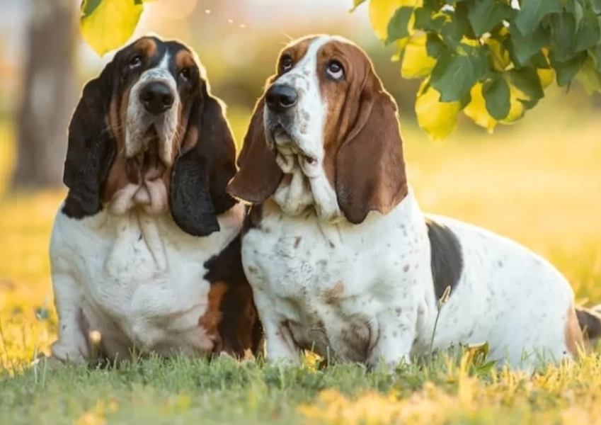 basset hound cuddling